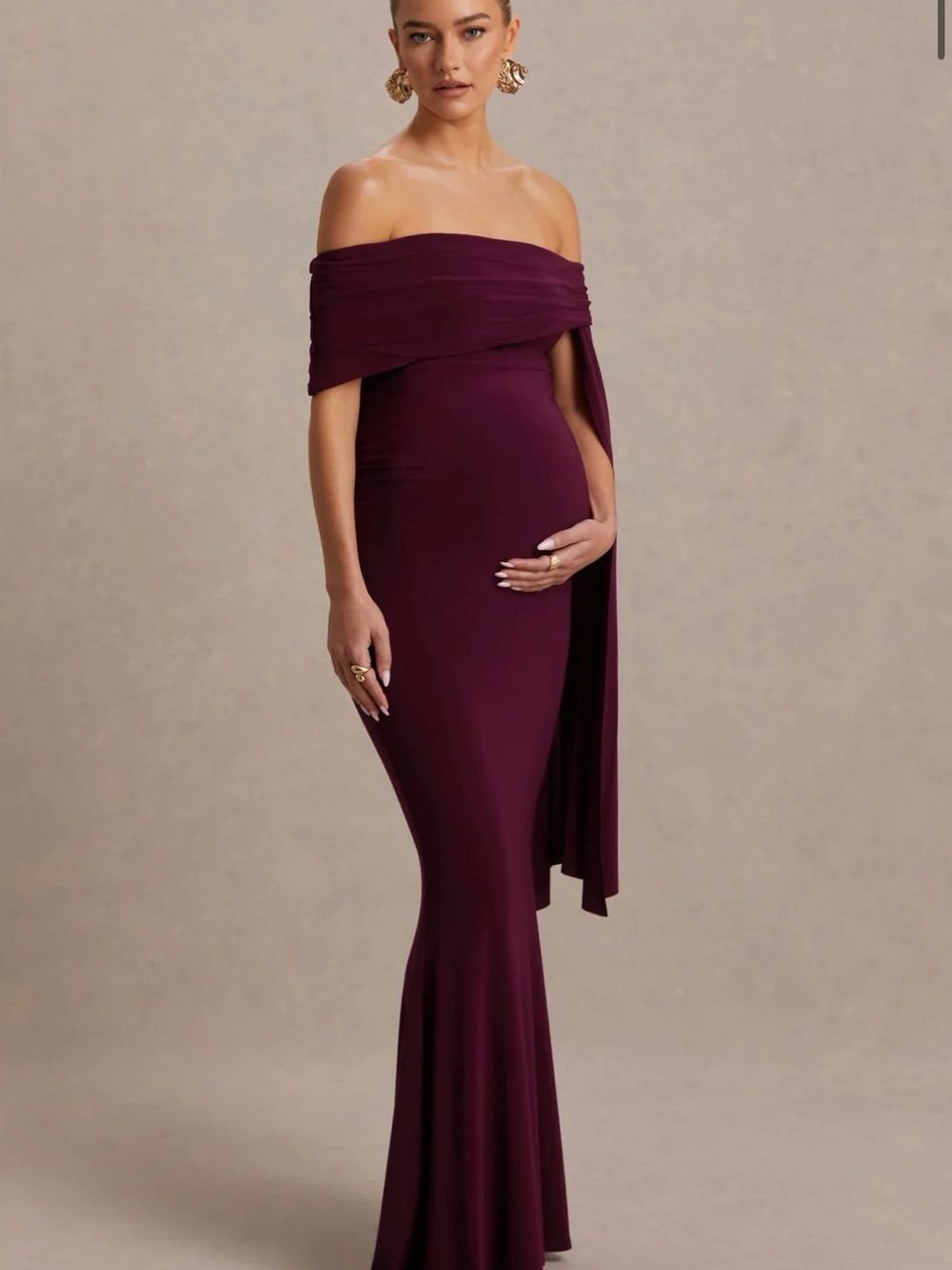 Club L London Aquila Bardot Maternity gown dress